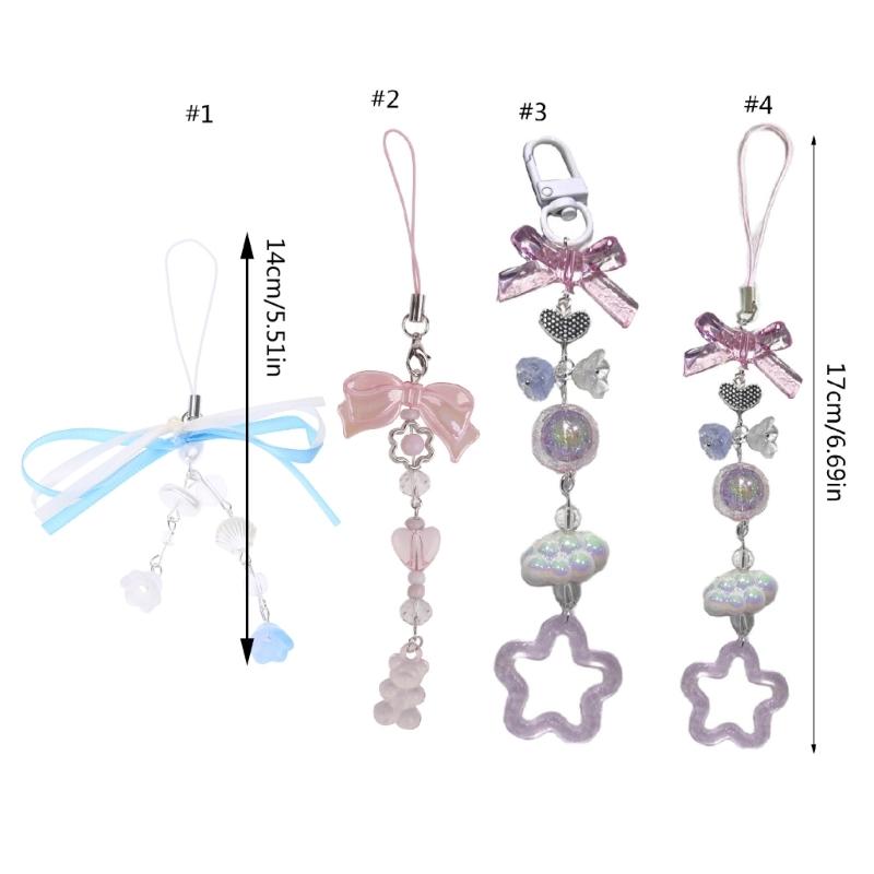 Keychain Lanyard String Star Heart Bowknot Phone Chain Lanyard Y2K Bowknot Charm