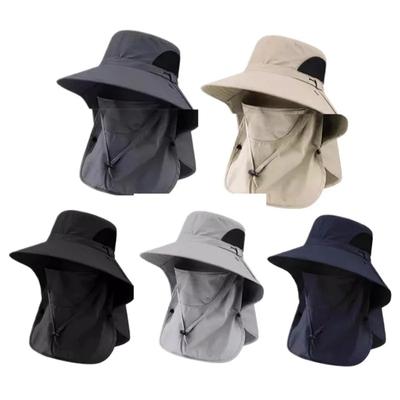 Outdoor Wanderkappe Nacken verstellbar Herren Damen Klettern Sonnenschutz Atmungsaktiv Winddicht Fischerhut Breite Krempe Frühling Sommer