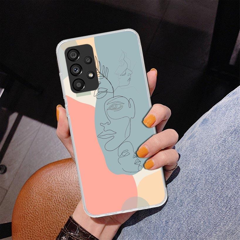 Abstract Line Women Face Phnoe Case for Samsung Galaxy A17 A37 A57 A16 A26 A36 A56 A15 A14 A13 A55 A54 A53 A35 A34 A33 A25 A24 A