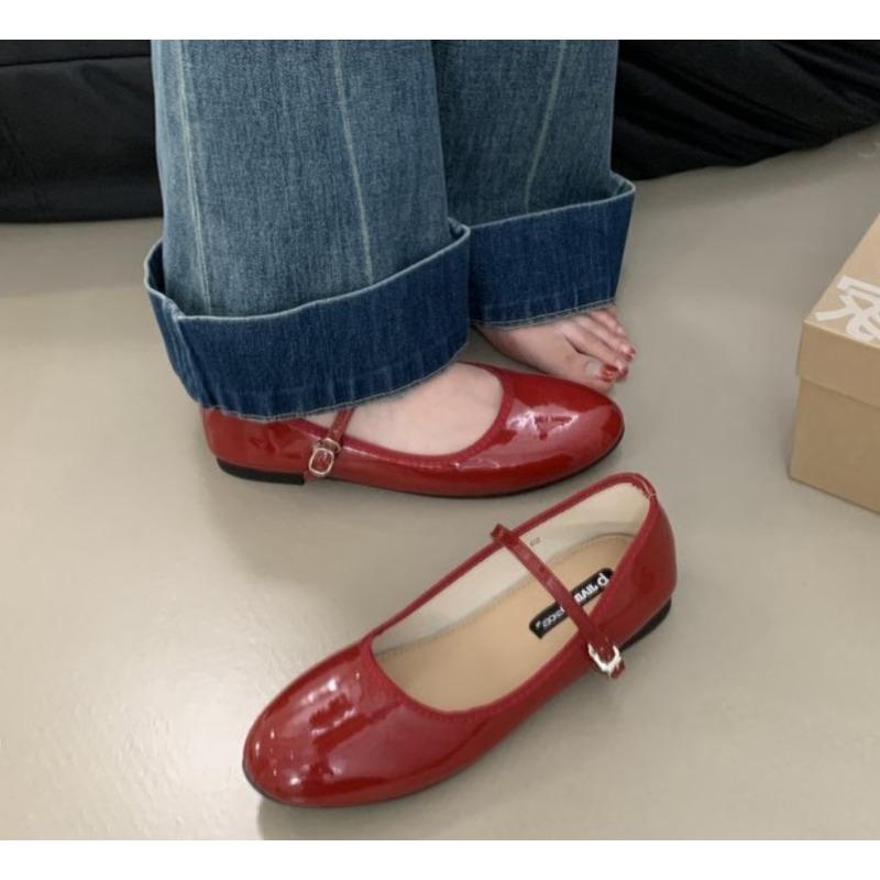 Spring New Round Toe Women Mary Jane Flats Shoes Shallow Ladies Casual Ballet Shoes Soft Sole Luxury Leather Shoes Zapatos Mujer