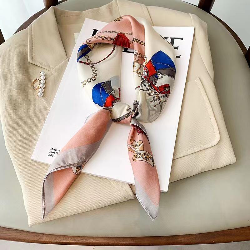 

Роскошный шелковый квадратный шарф с принтом для женщин, весенний галстук-бабочка, шаль, накидка, женский 70 см, головной платок, хиджаб, бандана one size розовый