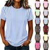 Women's Casual Crew Neck Short Sleeve Pullover T-Shirt Vertical Stripe Print Top Lightweight Soft Fabric Summer Wear