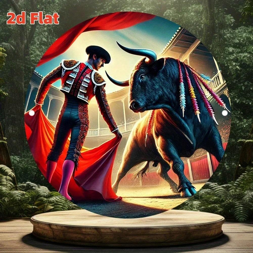 

Vintage Metal Wall Decor Art Round Canvas for Home Office Garden 20x20 різнокольоровий