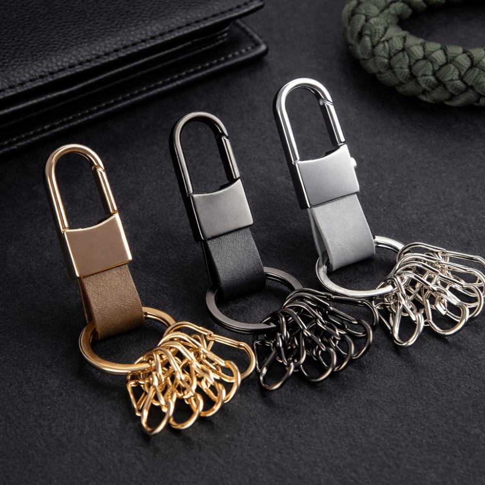 Minimalist Men's  Leather Car Key Ring Durable Car Key Holder Waist Hanging Key Chain  Party Gift