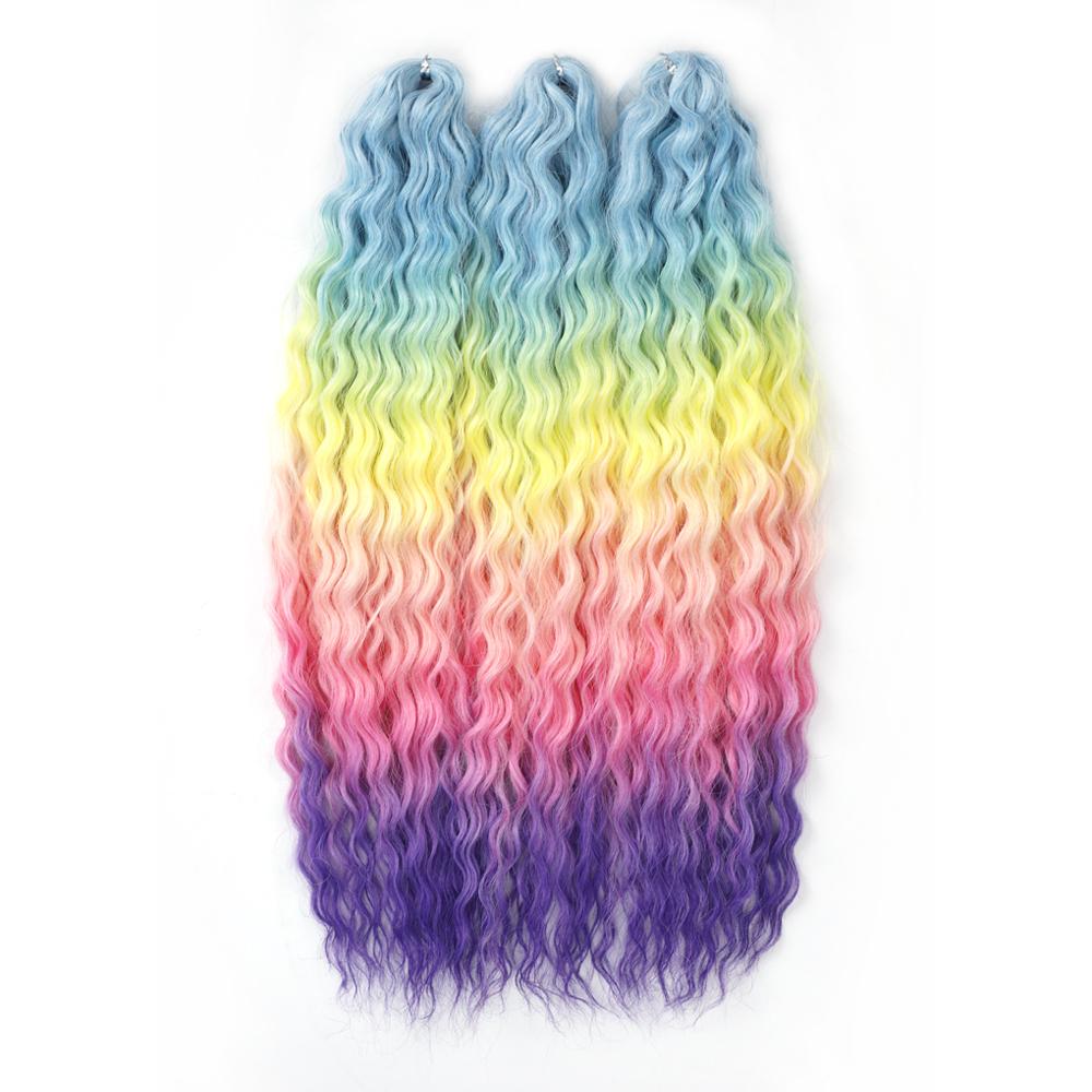 FREEDOM Synthetic Curly Hair 24 Inch Water Wave Twist Crochet Braid Hair Ombre Pink Ginger Deep Wave Braiding Hair Extension