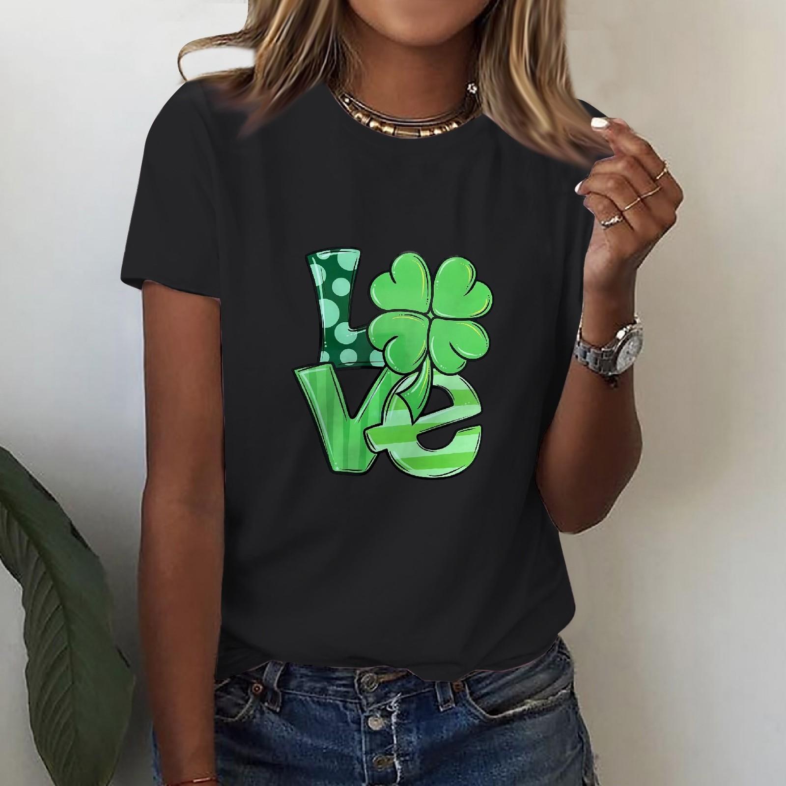 

Женская повседневная футболка с коротким рукавом и круглым вырезом с принтом St. День Патрика L чёрный