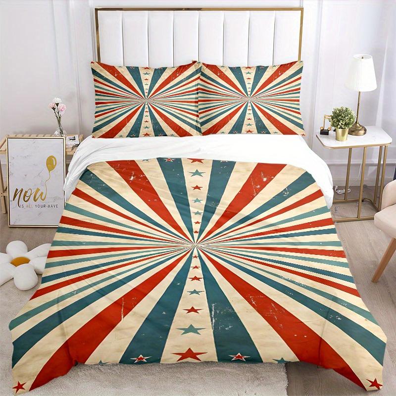 3pcs Stars Stripes Bedding Cover Set, Fashion Classic Popular Print Bedding Set, Soft Comfortable, All Season Use, For Bedroom, Guest Rooma0819178