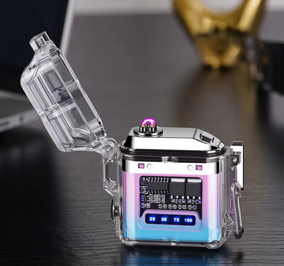 1PC New Transparent Shell Double Arc USB Electronic Lighter TYPE-C Fast ChargeLighting Plasma Lighter Electric Waterproo
