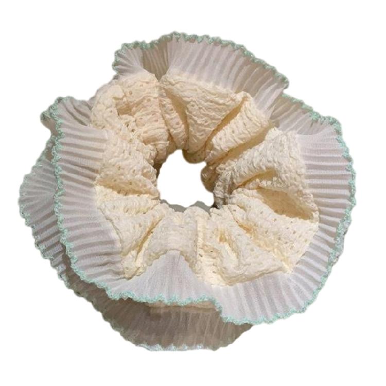 Lace Trim Hair Scrunchies for Women and Girl Aesthetic Hair Elastic Hair Tie Oversized Hair Circle for Everyday Wear