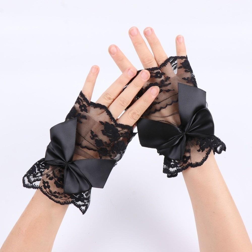 Flower Fake Sleeves Mesh Mittens Bridal Dress Accessory Wrist Cuffs  Lolita