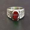 Granat Oval geschliffener Edelstein mit 925er Sterling Silber Ring für Herren #B89 JL375671417196