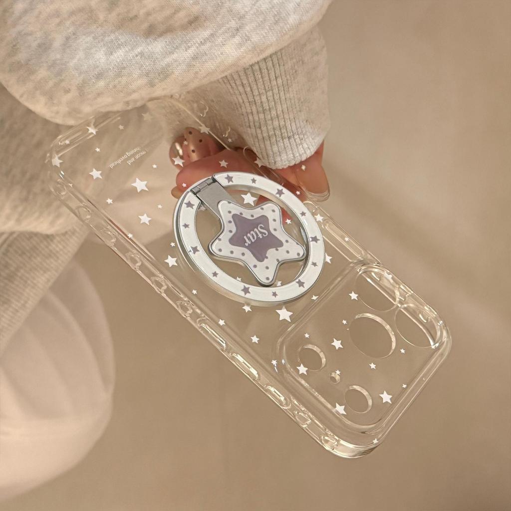 Creative White Star Magnetic Phone Case for iPhone 16, iPhone 17, and iPhone 17 Pro Max