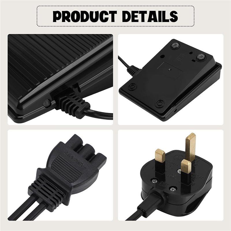 Premium-Nähmaschinen-Fußpedal 220V Anti-Rutsch-Design, Einfach zu installieren für altmodische Nähmaschinen UK-Stecker