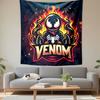 Venom Cartoon Art with Fiery Background Patterned Tapestry Decorative Wall Hanging, Home Bedroom Living Room Decor