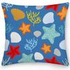 Square Cushion Cover Pillow Office Sofa  Turtle Coral Shell Double-sided Animal Ocean World