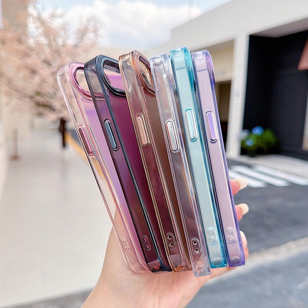 KEYSION Fashion Laser Gradient Colorful Phone Case for iPhone 17e 16e Soft TPU+PC Shockproof Back Cover for iPhone 16e 17e 2026