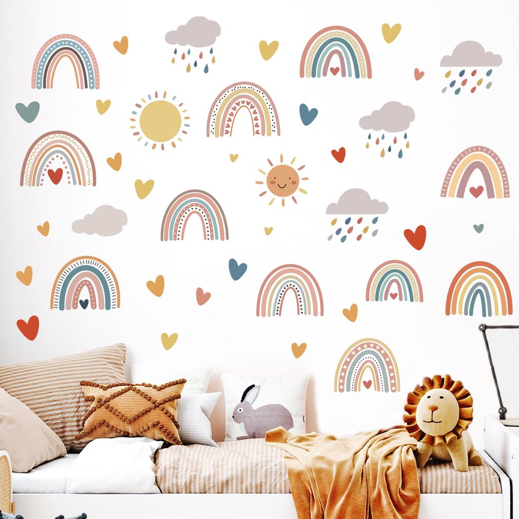 1Pc Cartoon Love Cloud Rainbow Wall Stickers Kids Room Decoration Bedroom Children Room Wall Art Living Room Decor for The House