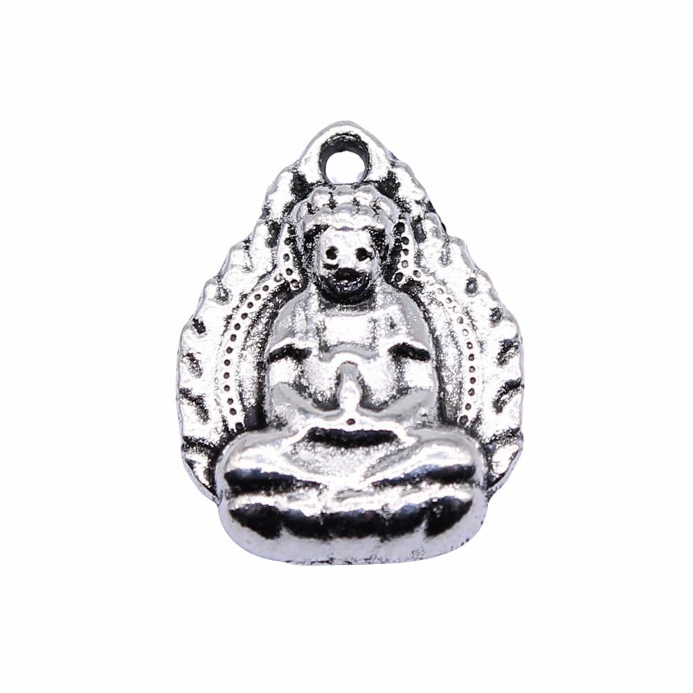 

10шт Будда Амулеты Амулеты Античное серебро Цвет Цинковый сплав 13X16mm