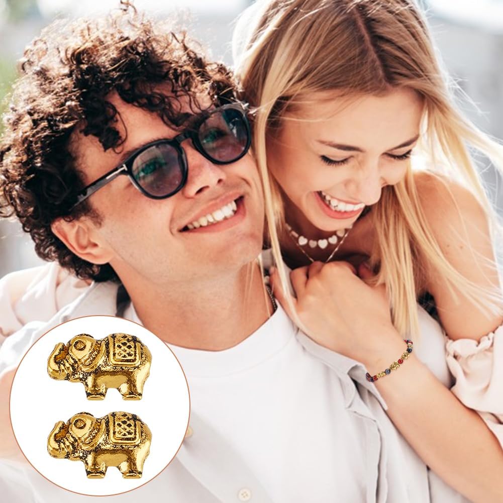 UNICRAFTALE About 100Pcs Elephant Beads Metal Spacer Beads Lucky Beads Antique Golden Loose Spacer Beads Animal Beads Alloy Beads Tibetan Style Beads