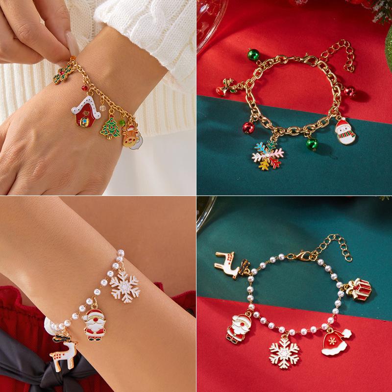 1 Stück Weihnachten Niedliches Armband Weihnachts-Elemente Anhänger Armband Weihnachtsmann Hand Schmuckstück Festliches Festival
