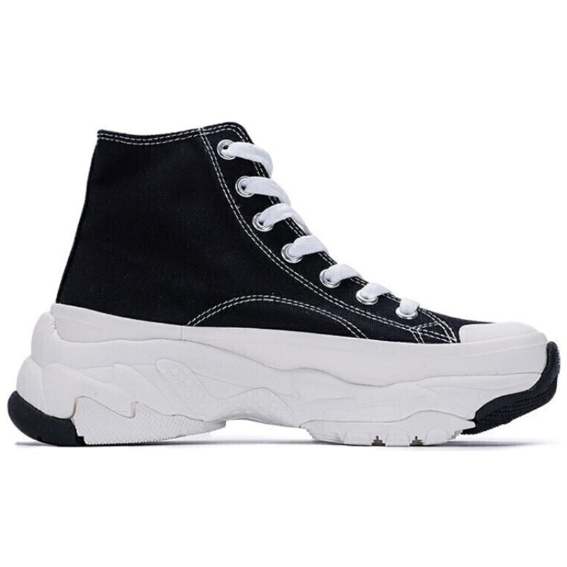 MLB Chunky High New York Yanker Anti-Slip Wear-Resistant High-Top Canvas Shoes Unisex Black Sneakers 32SHU1111-50L