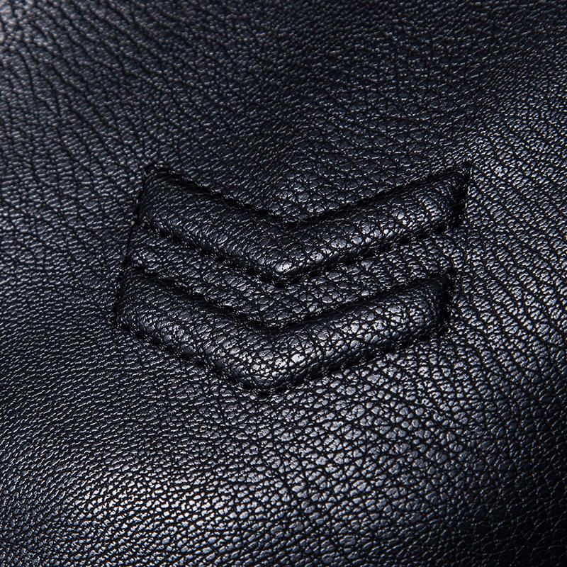 Men's Winter Lapel Leather-Fur PU Jacket - Velvet Lined Business Style