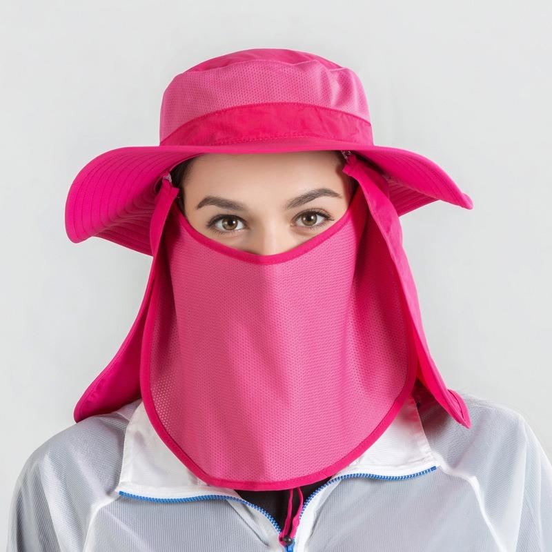Spring and summer sunscreen cap, purple line, breathable big edge, sunshade protective bucket hat, mountaineering, cycling, fishing hat