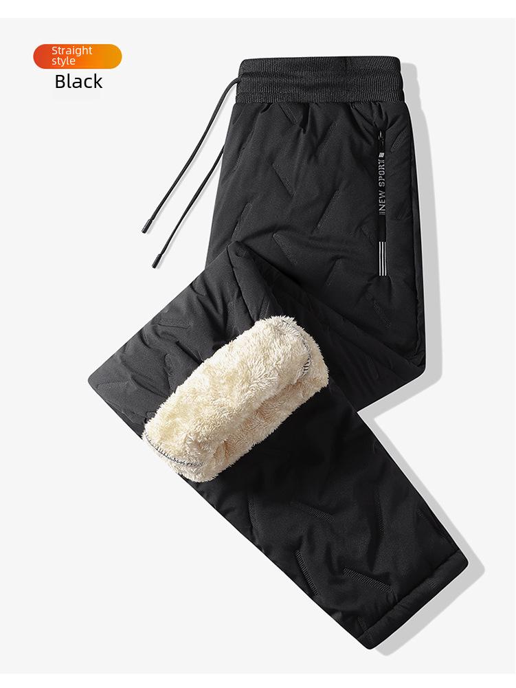 Herren Übergröße Winter Lammfell Baumwollhose - Warm, Locker, Gerade Freizeithose