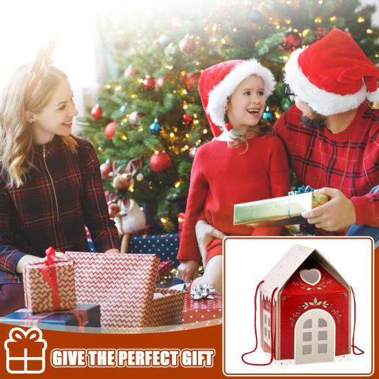 Cutie Cadou Căsuță Minunată de Crăciun Ambalaj Reutilizabil cu Tematică de Casă de Vacanță Cutie Decorativă de Păstrat Suveniruri Decorațiune de Iarnă pentru Casă