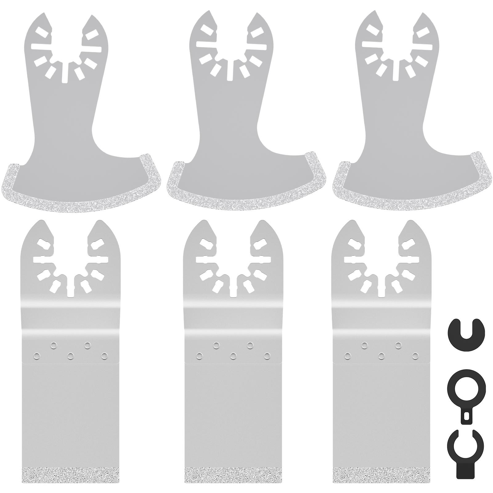 

6 шт. алмазных осциллирующих пильных дисков, полукруглых пильных дисков, многофункциональных режущих инструментов, шлифовальных дисков для удаления затирки между плитками