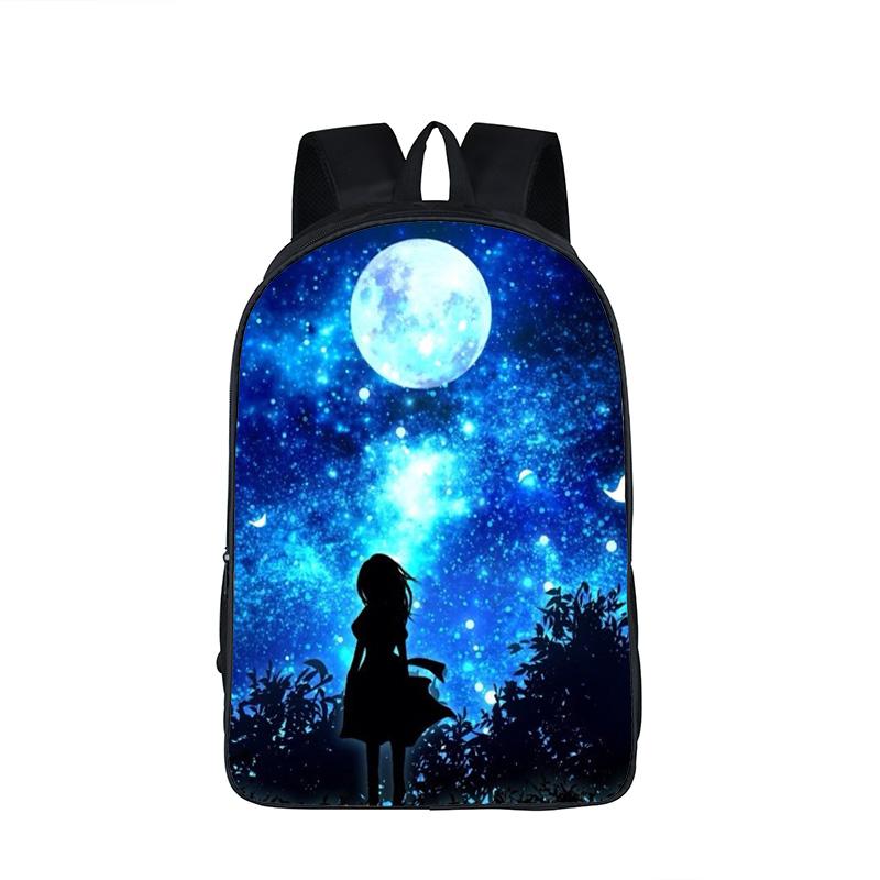 Trendy Youthful Colorful Galaxy Space Cat Dog Animal School Bags Notebook Backpacks 3D Printed Oxford Waterproof Travel Bags