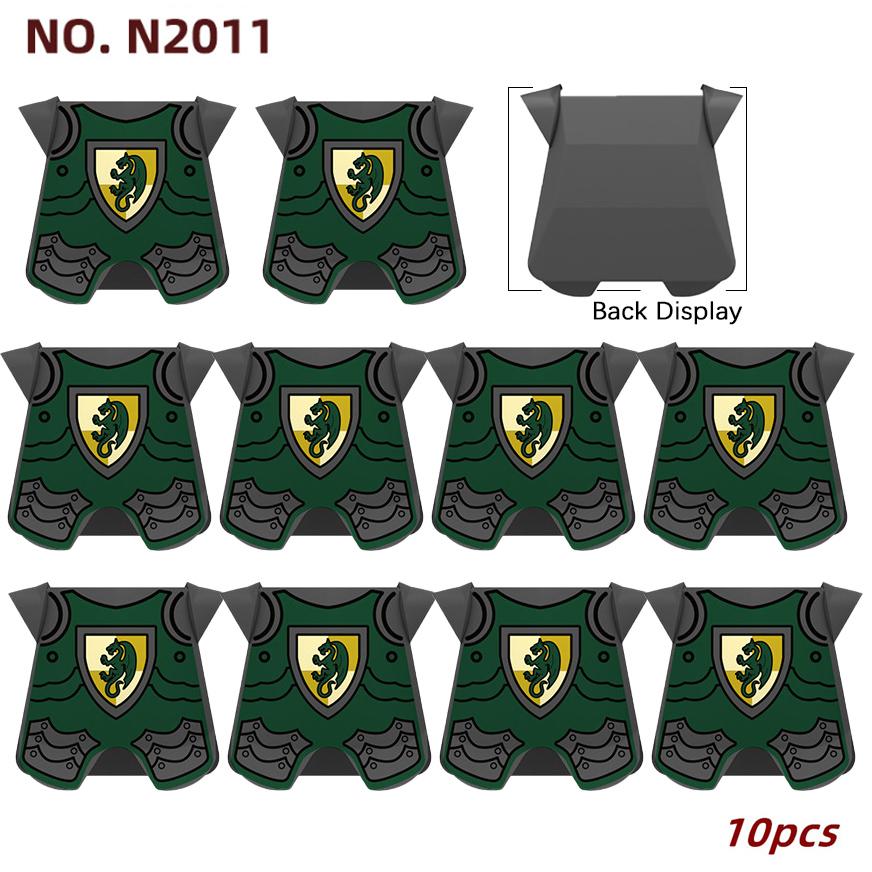 

10 шт. MOC Средневековый военный жилет Строительные блоки Рыцарские доспехи Аксессуары Кирпичики Игрушки Подарок