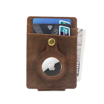 Carteira de couro genuíno AirTag Money Clip para homens Carteira AirTag Carteira masculina com suporte AirTag para Air Tag