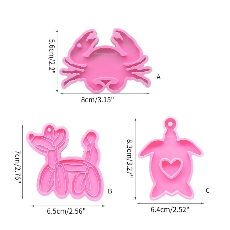 Krab Dog Želva Klíčenka Silikonová forma s dírkou Přívěsek na klíče Přívěsek Ručně vyráběná forma Valentýnský dárek k narozeninám Šperky