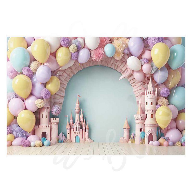 Balloon Cartoon Background Fabric for Pet Children's Birthday Party Decoration Wall Fabric, Photography and Photo-taking Background Fabric