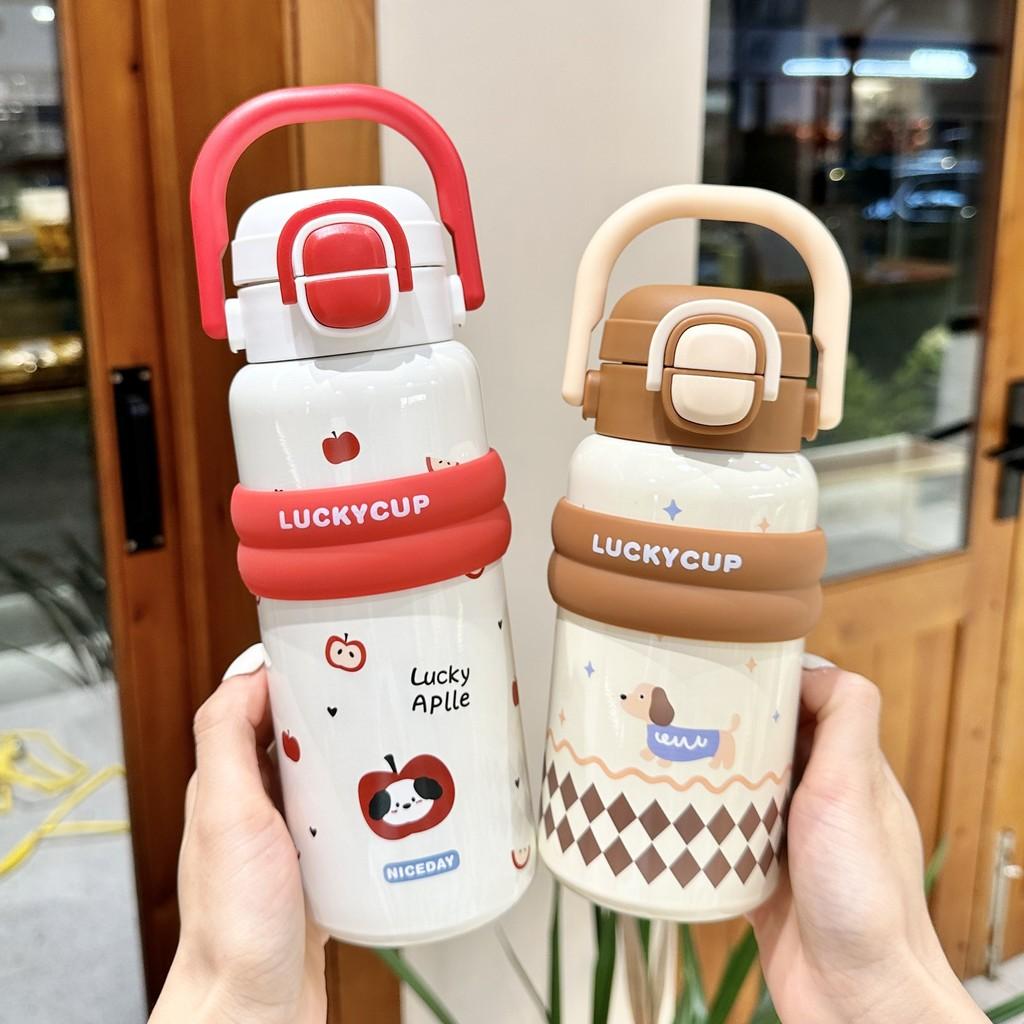 Kids Cartoon Stainless Steel Insulated Cup With Handle For Children And Students