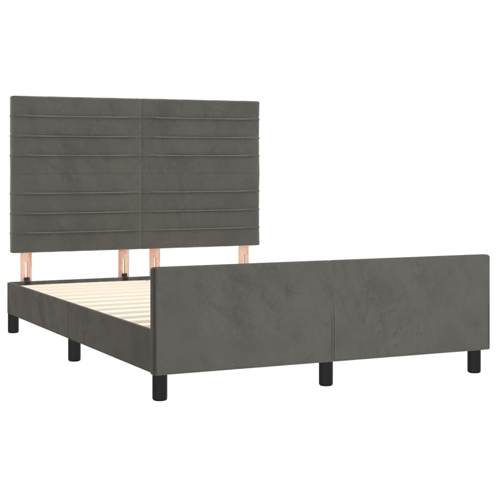 Vidaxl Struttura del Letto Senza Materasso, Grigio Scuro, 140X190 Cm, Velluto