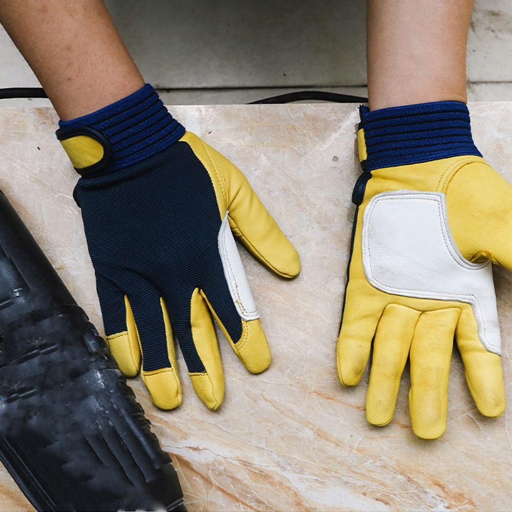 1 Paar Robuste Leder-Arbeitshandschuhe Verschleißfeste Schweißhandschuhe Bauarbeiten