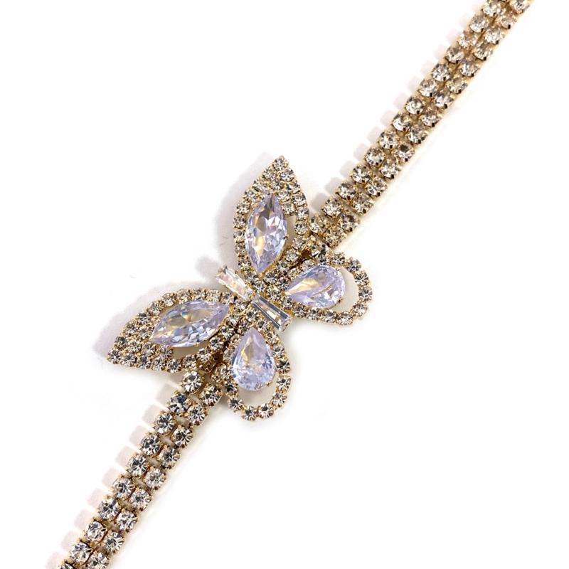 Fashionable Zirconia Butterfly Bracelet Comfort Fit Korean Styles Fashion Accessory for Casual or Formal Occasions