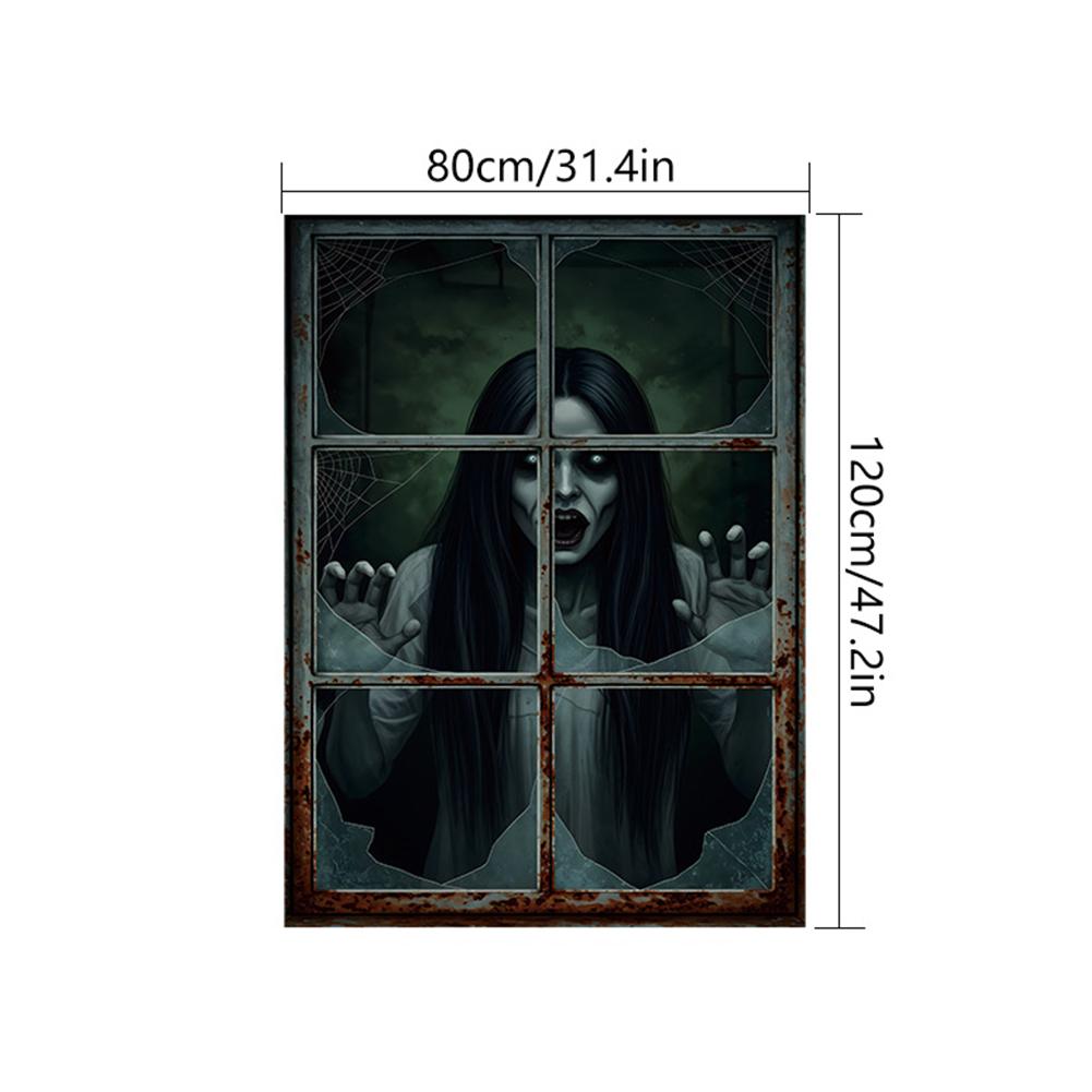 Halloween Gruselige Fensterdekoration Schreckliche Deko 2D Geist Horror Gruselige Augen Banner Festival Fenster-/Türabdeckung Spukhausdeko Horror Hintergrund