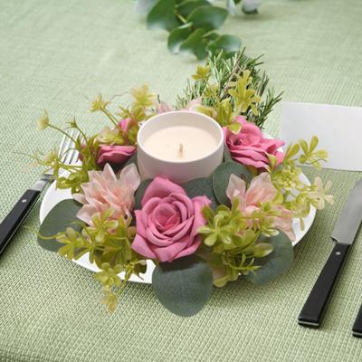 Menorah Garland Vela Anéis Seda Flor Guirlanda Guirlanda para Casamento Pilar Realista Castiçal Porta Casa Decoração de Mesa