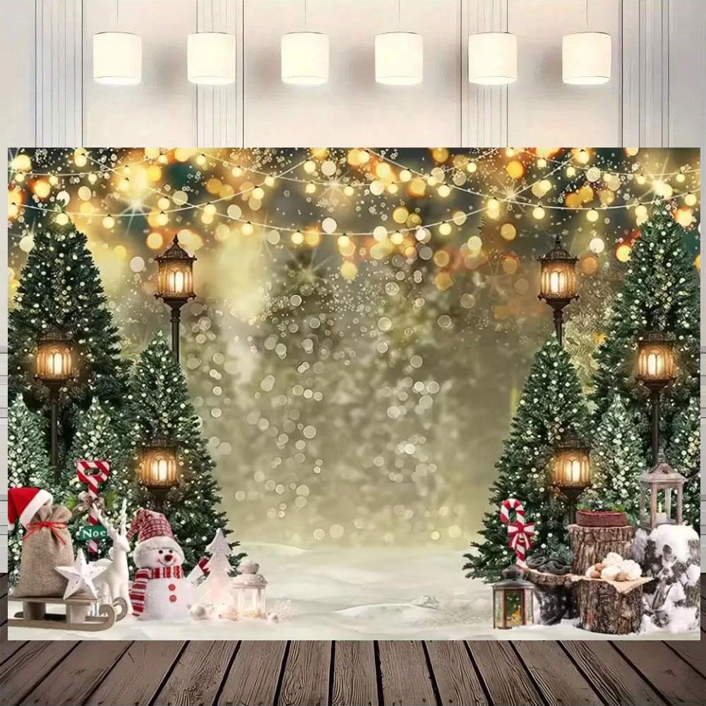 2D flat Christmas snow scene background Christmas winter snowflake background Christmas decoration party background 100x150cm