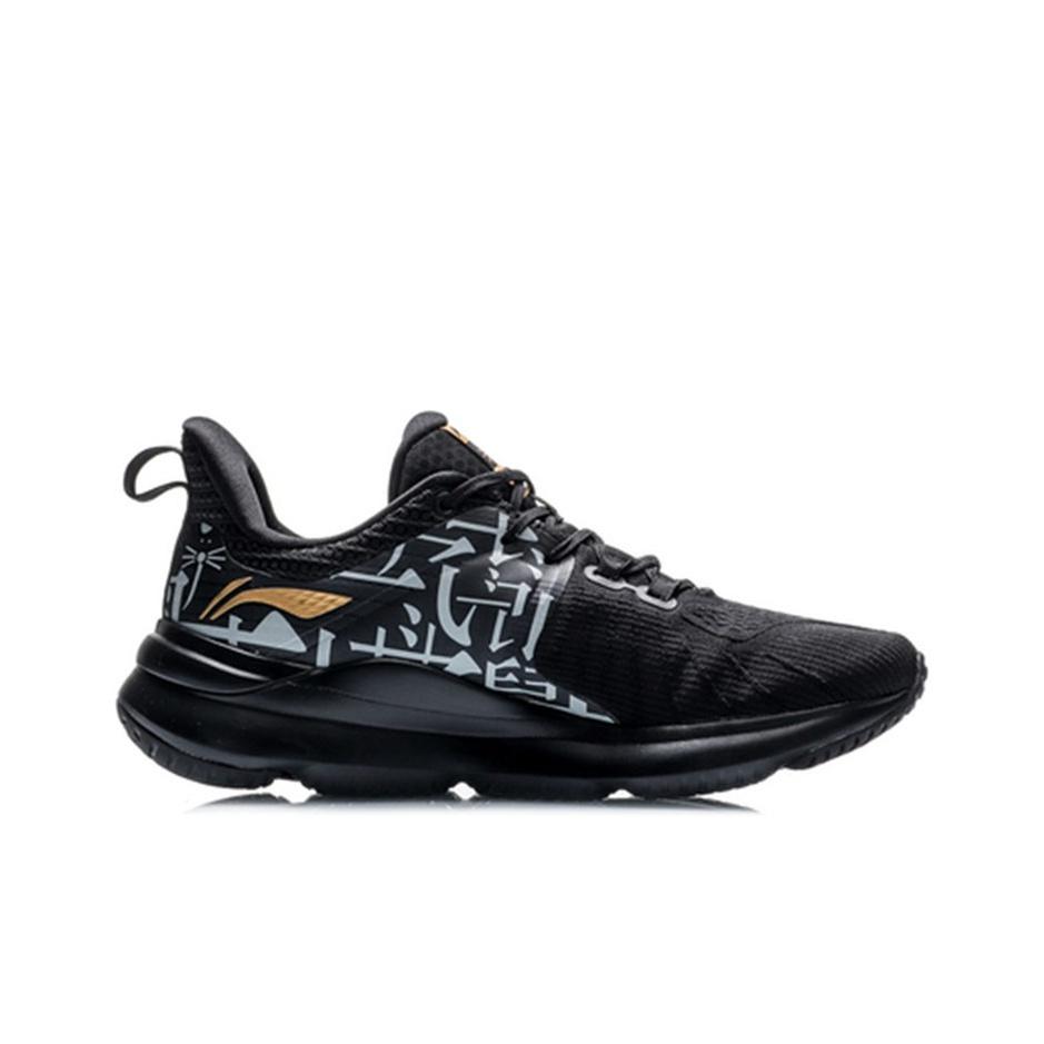 Li Ning Soft Plus Shock Absorbing Non-Slip Low-Top Running Shoes Men sneakers Black White ARHQ011-6