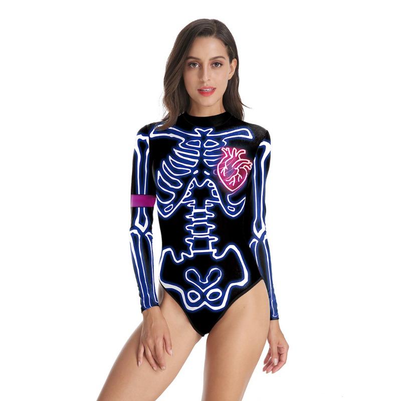 Halloween New Crew Neck Zipper Women's Swimsuit Beach Surfing Swimsuit Women