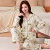 Fresh and Elegant Temperament Pajamas Women's Spring and Autumn Models New Imitation Cotton Long-sleeved Cardigan Mother's Loungewear Suit
