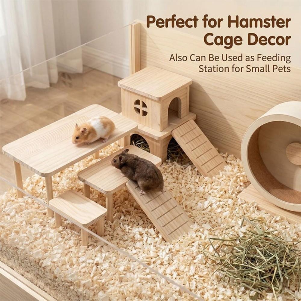 New Small Hamster Scenery Platform Solid Color Functional Playground Climbing Stand Sturdy Wooden Platform Small Pet