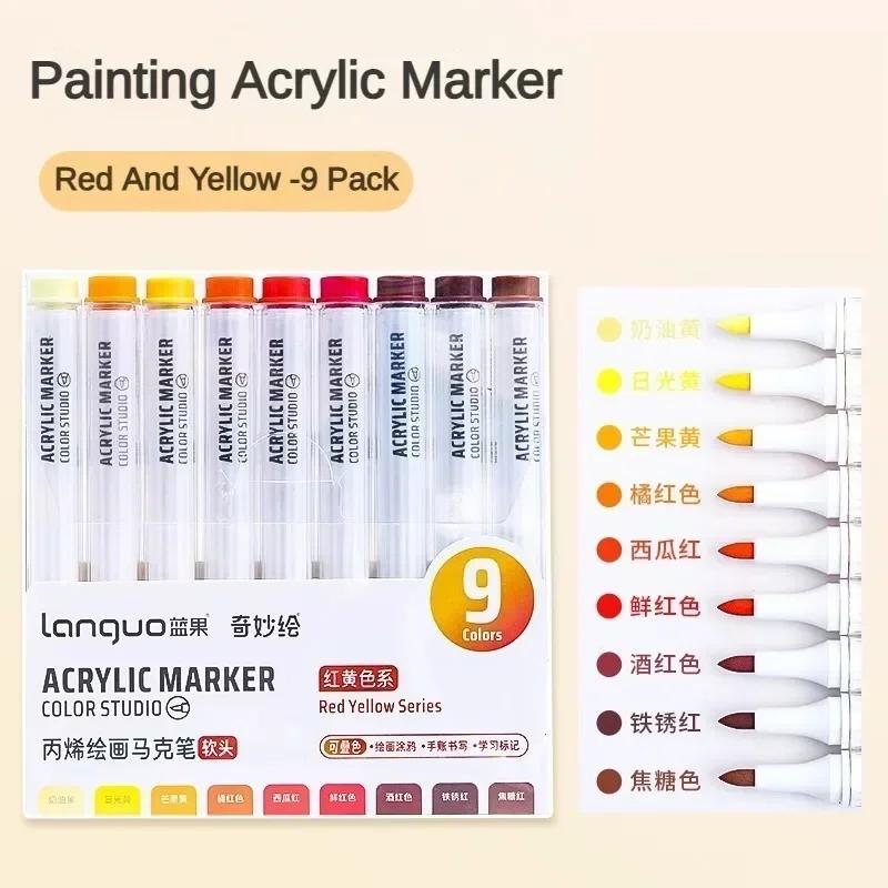 81/72/63/9 Colors Acrylic Paint Marker Pen DIY Painting Drawing for Card Ceramic Stone Mug Glass Fabric Art Supplies Stationery