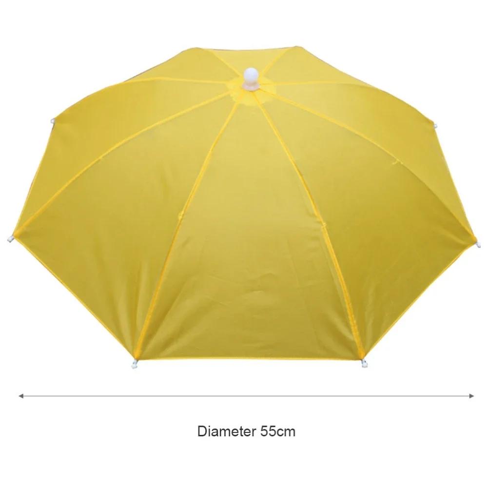 Portable Rain Umbrella Hat Foldable Outdoor Fishing Sunshade Waterproof Camping Headwear Beach Head Hats Fishing Hat 55-95CM