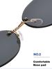 Trendy Cut Edge Personalized Oval Frame Sunglasses New Frameless Spicy Girl Hip-hop Sunglasses Metal WOMEN'S Sunglasses MEN'S Sunglasses