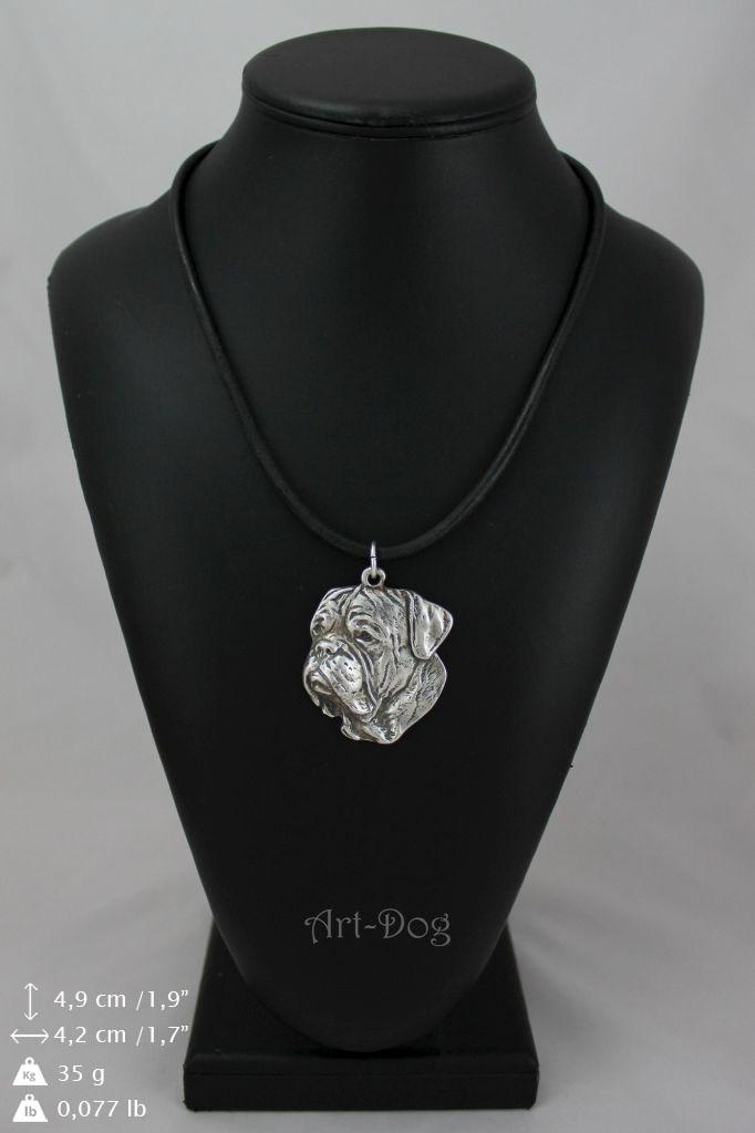 Dogue de Bordeaux, Französische Mastiff, Bordeauxdogge II - Halskette mit Hund, versilberter Anhänger für Hundefans, einzigartiger Schmuck der Marke Art-Dog